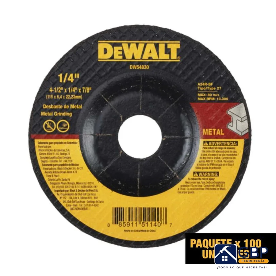 Disco Abrasivo 4 1/2" - DeWalt