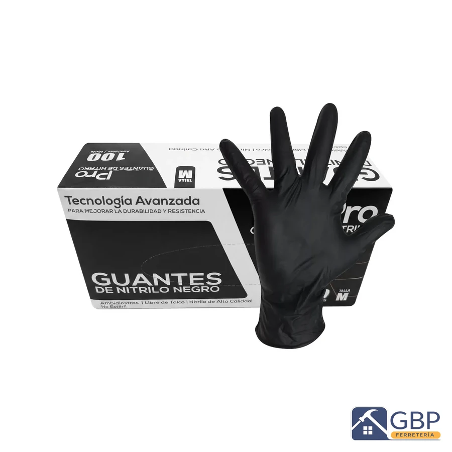 Caja Guantes Nitrilo Negro x 100 Und - Genérico