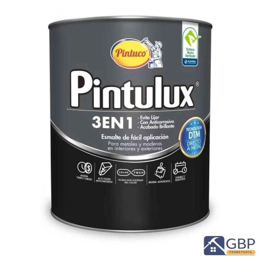 Esmalte Negro Pintulux 3 en 1 Galón - Pintuco