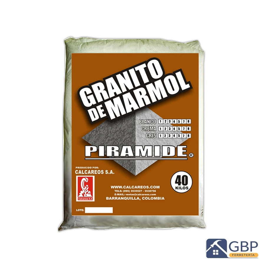 Granito Blanco de Mármol #1 1/2 x 40 Kg - Pirámide / Calcáreos