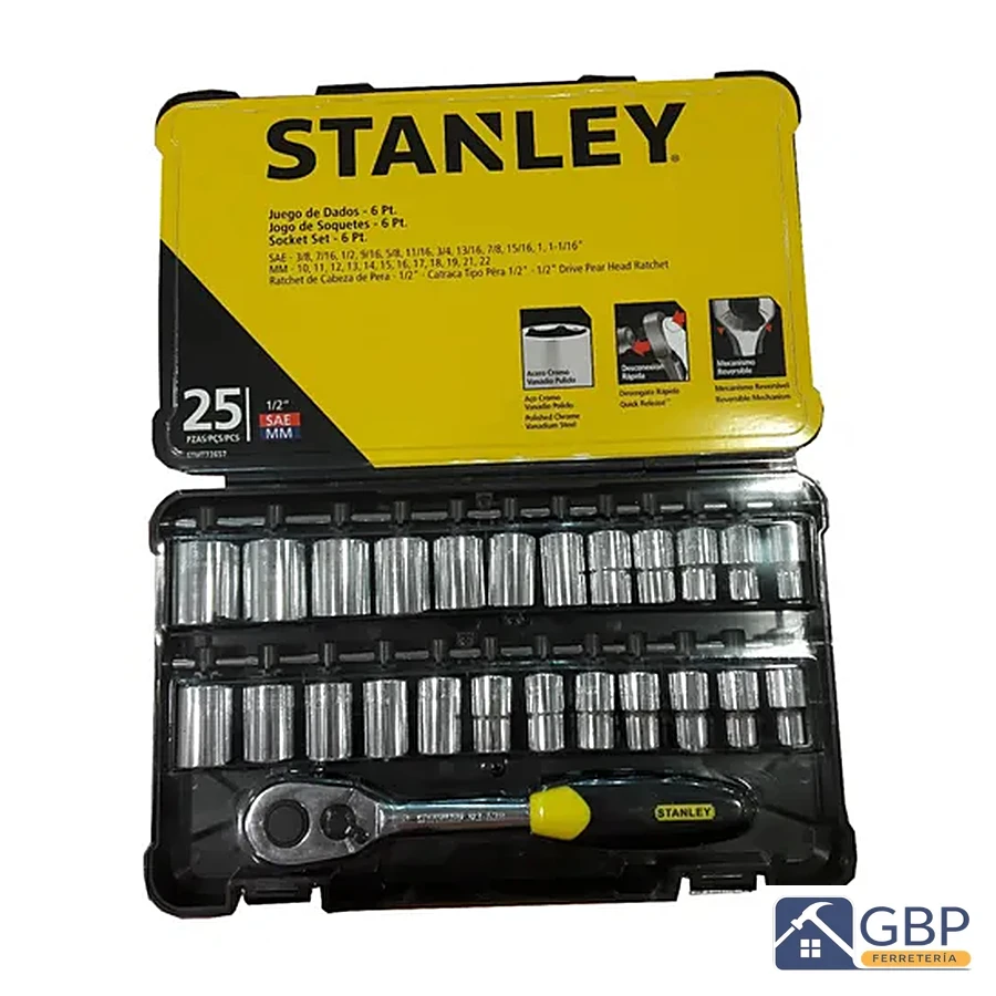 Juego de Dados/Soquetes 1/2" x 25 Piezas Stanley - Stanley